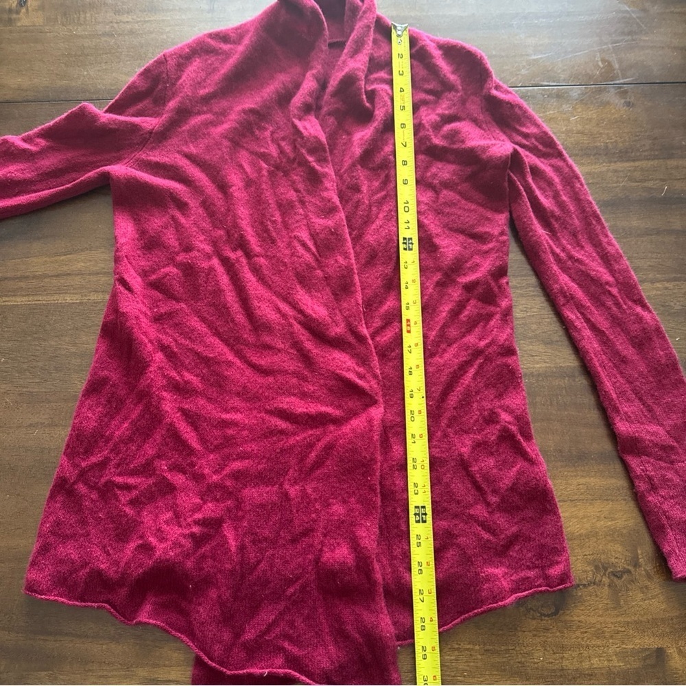 White & Warren Womens 100% Cashmere Open Front Cardigan Medium Burgundy Red - Picture 8 of 8